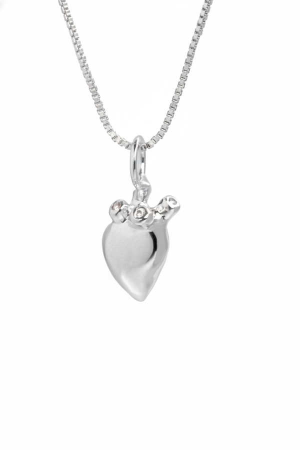 Colar Bobô Coração em Prata