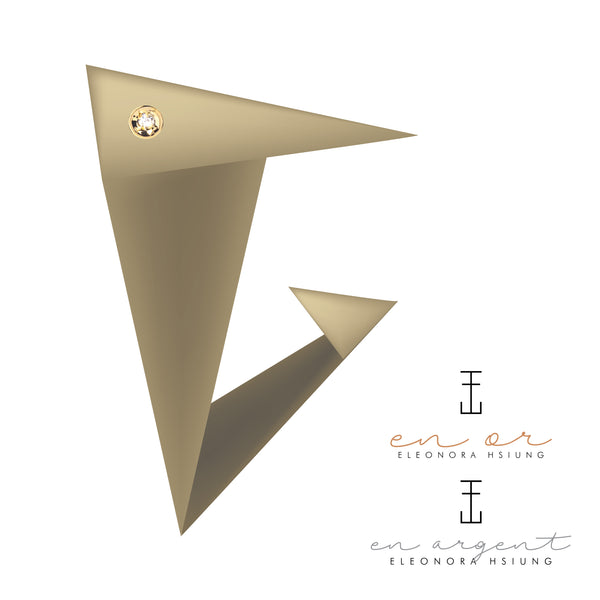 Pingente Origami G Ouro 2,5 cm
