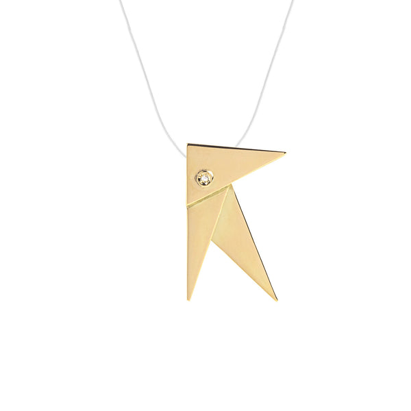 Pingente Origami R Ouro 2,5 cm