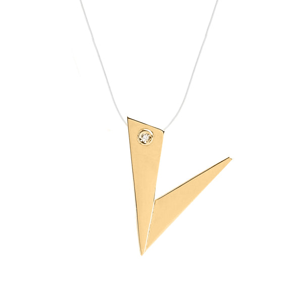 Pingente Origami V Ouro 2,5 cm