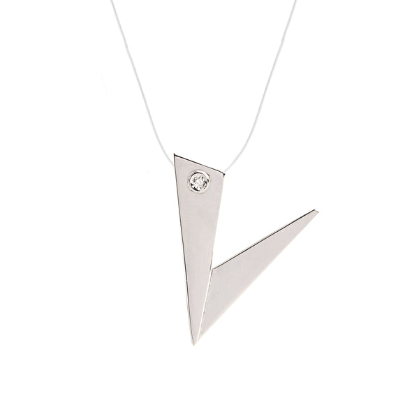 Pingente Origami V Prata 2,5 cm