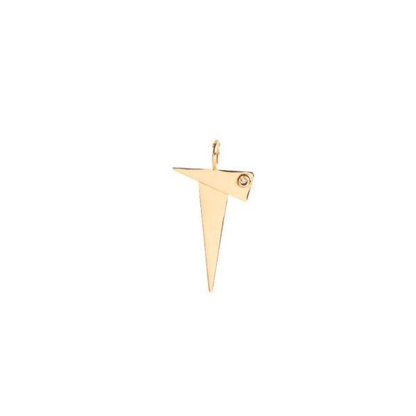 Pingente Origami T Ouro 2,5 cm